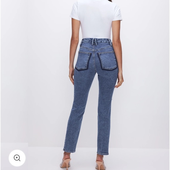 NWT Good American Good Waist Cropped Skinny High Rise Blue Distressed Size 2 - Picture 2 of 7